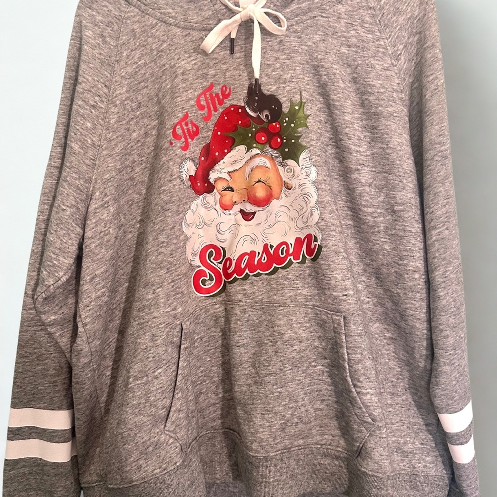 Gray Santa Sweatshirt - Hoodie - like new XL